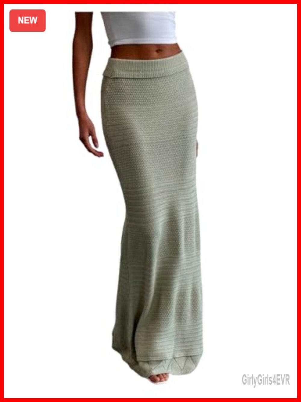 Women's Low Rise Knitted Bodycon Maxi Skirt Elastic Waist Long